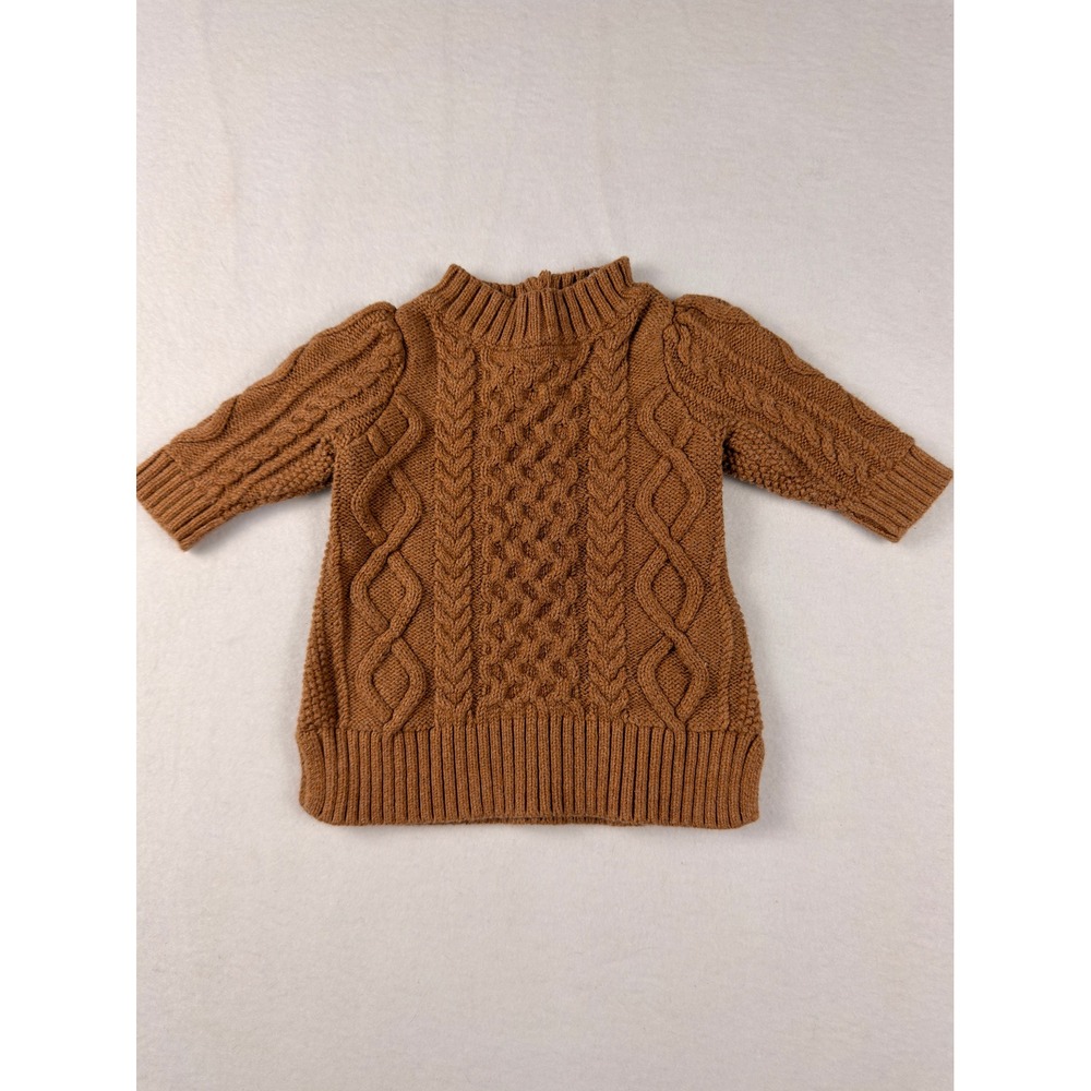 Baby Gap Cable Knit Sweater Dress Brown Cotton Mock Neck 0-3 Months
